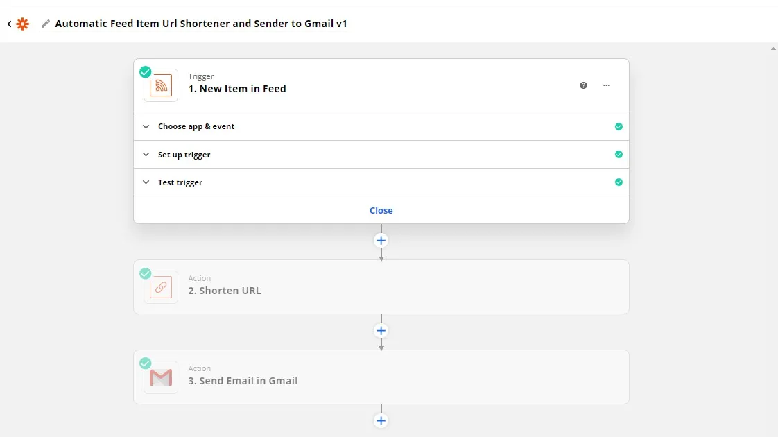 My Automatic Feed Item URL Shortener and Sender to Email